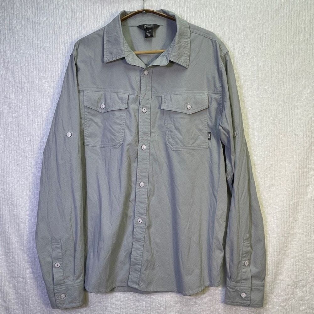 Outdoor Research Gray Feedback Flannel Twill Button Down Shirt Size XL